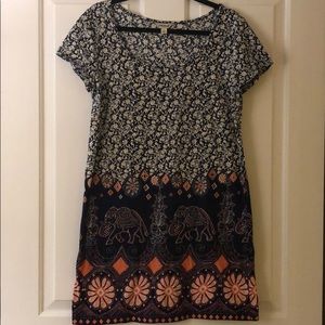 Lucky Brand Blue & Pink Elephant Patterned Dress